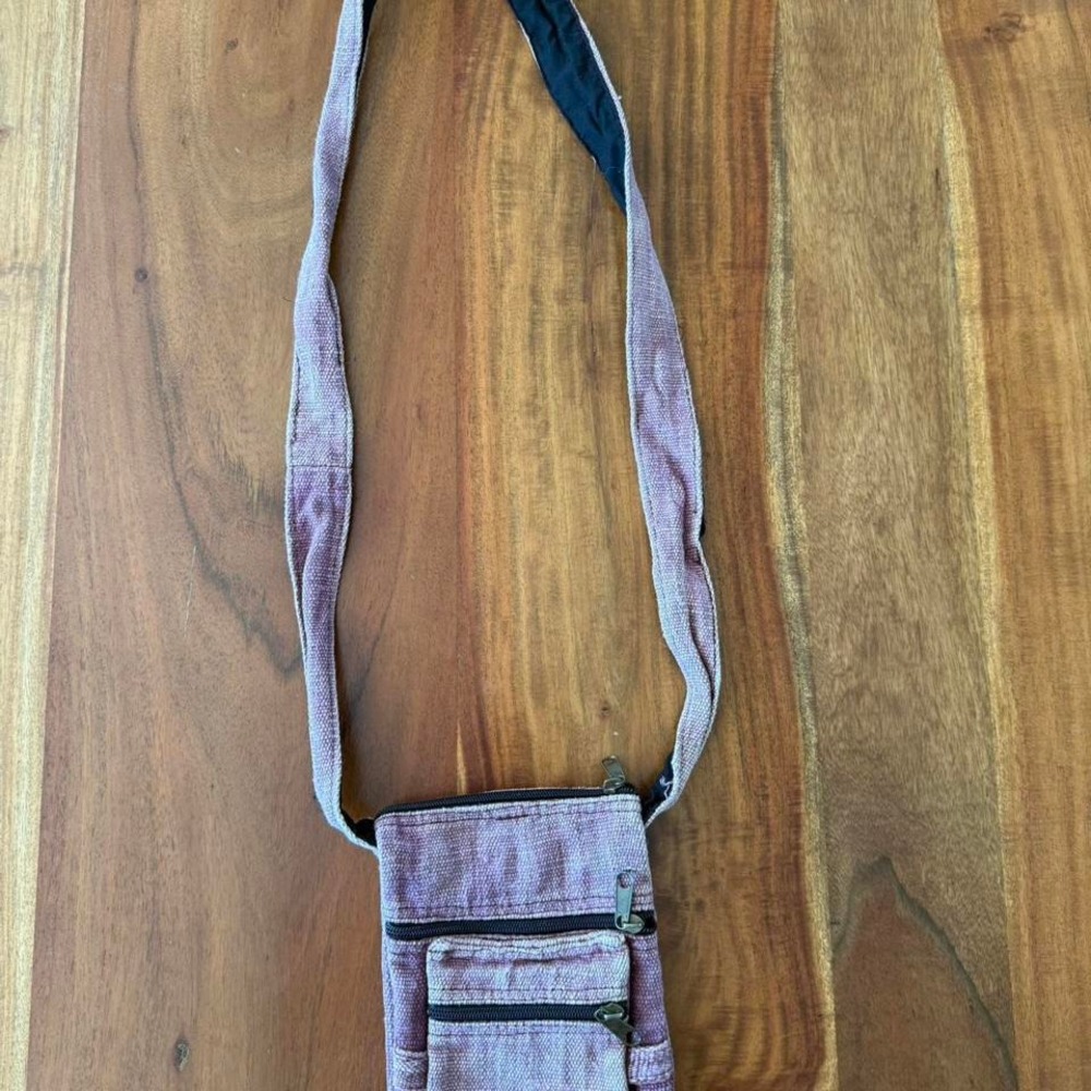 Purple and black 100%‎ hemp crossbody bag